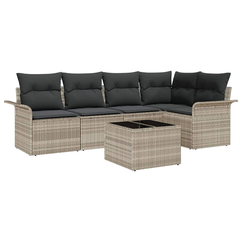 Ensemble de canapé de jardin 6 pc gris clair polyrotin