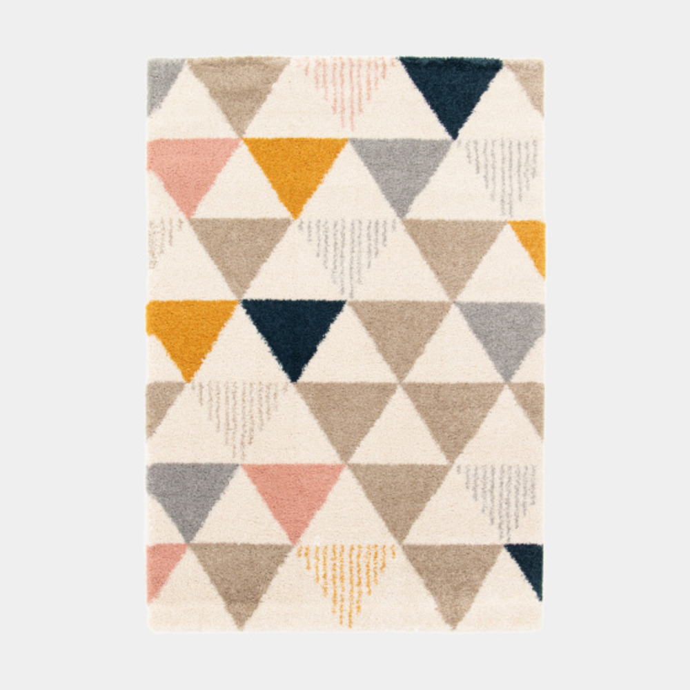 Tapis doux à poils longs - eden - triangles multicolore - 160 x 230 cm