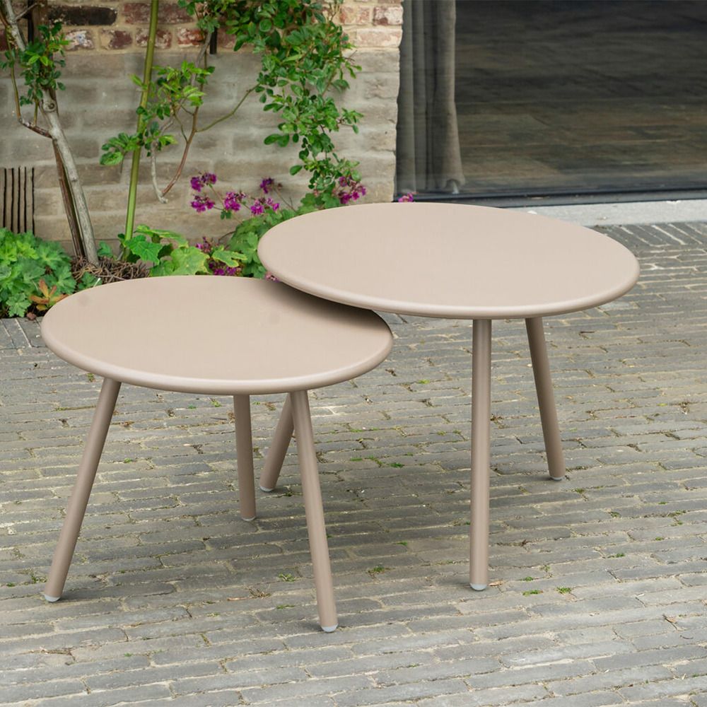Lot de 2 tables de jardin rondes en acier marron marina