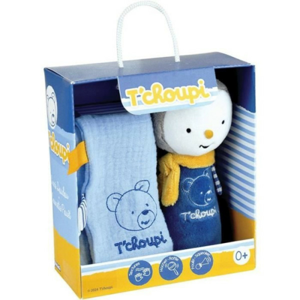 T'choupi baby coffret naissance avec doudou et peluche hochet +/- 25 cm - - idéal pour un cadeau de naissance.
