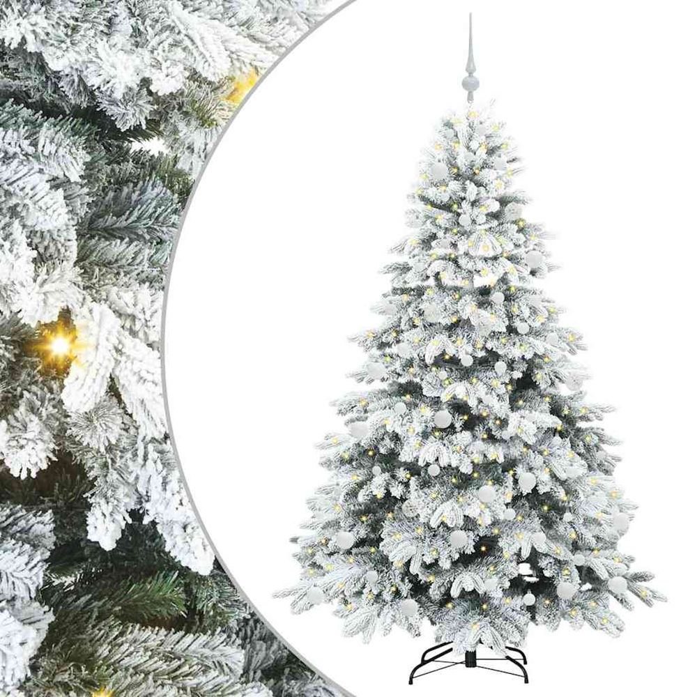 Sapin de noël artificiel avec 300 led blanc 180 cm pe et pvc