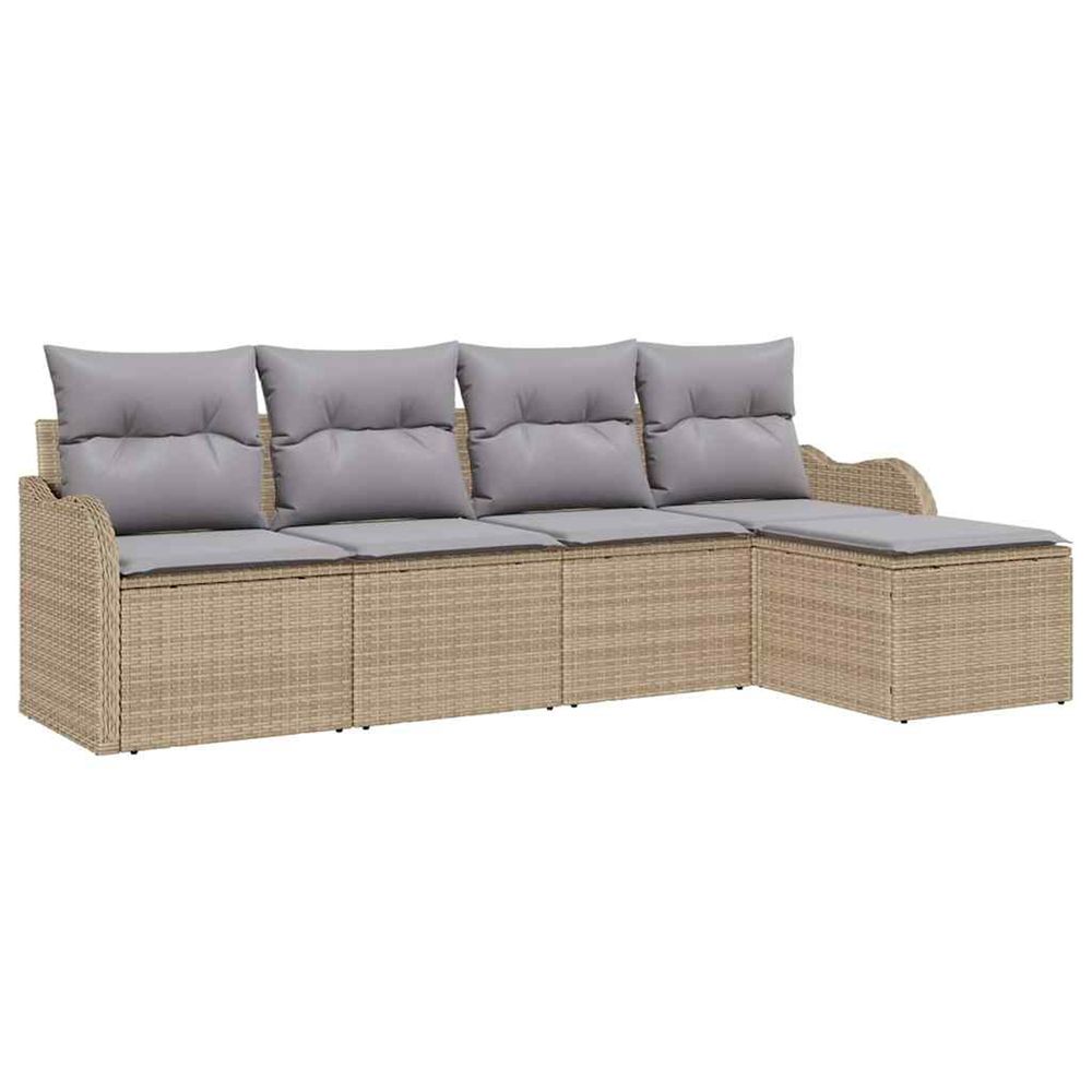Ensemble de canapé de jardin 5 pc beige polyrotin