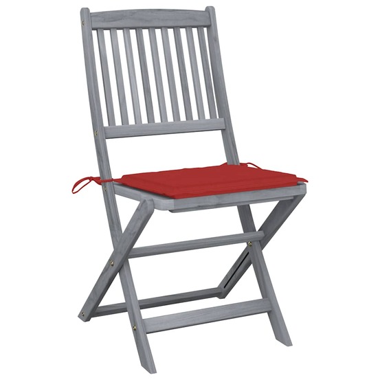 Chaises pliables d'extérieur lot de 4 et coussins bois d'acacia