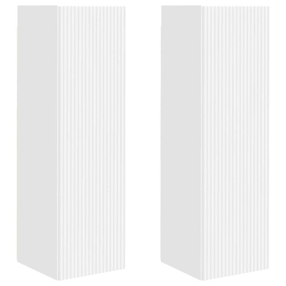 Meuble tv mural 2 pc blanc bois d'ingénierie