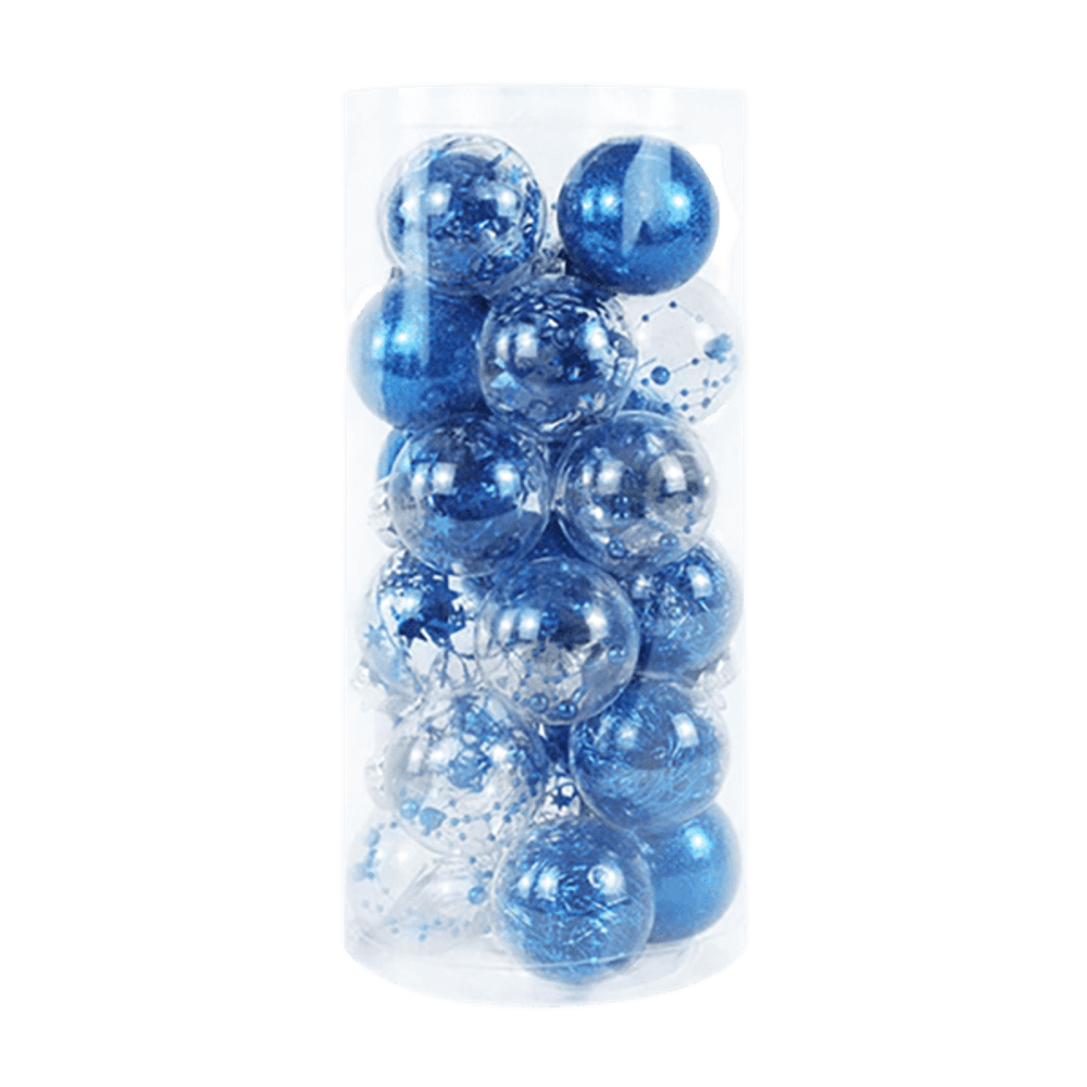 Lot de 24 boules de noël création - bleu foncé