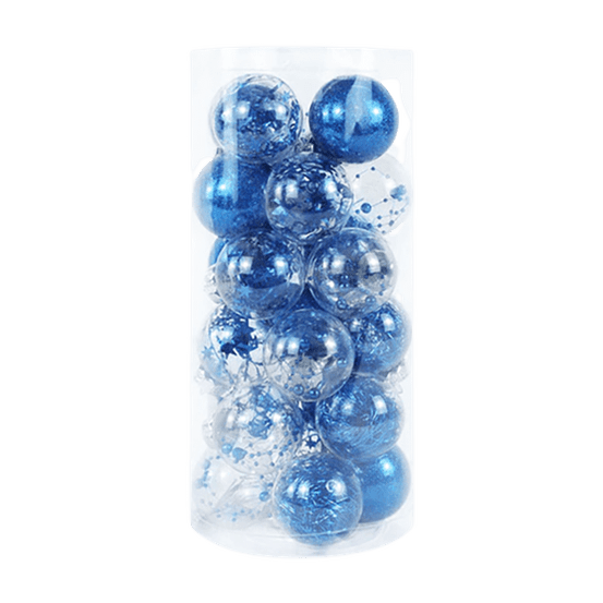 Lot de 24 boules de noël création - bleu foncé