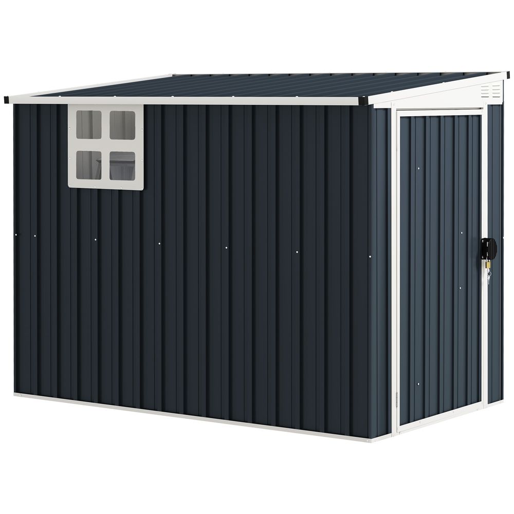Abri de jardin acier galvanisé 128 x 231 cm gris foncé avec fenêtre et porte verrouillable - comfortxl outdoor living
