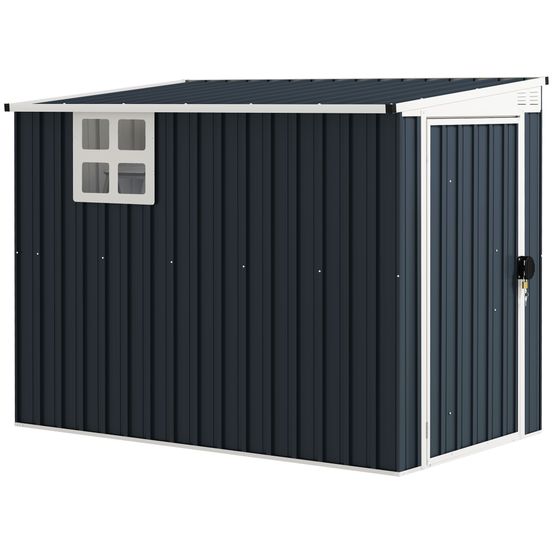 Abri de jardin acier galvanisé 128 x 231 cm gris foncé avec fenêtre et porte verrouillable - comfortxl outdoor living