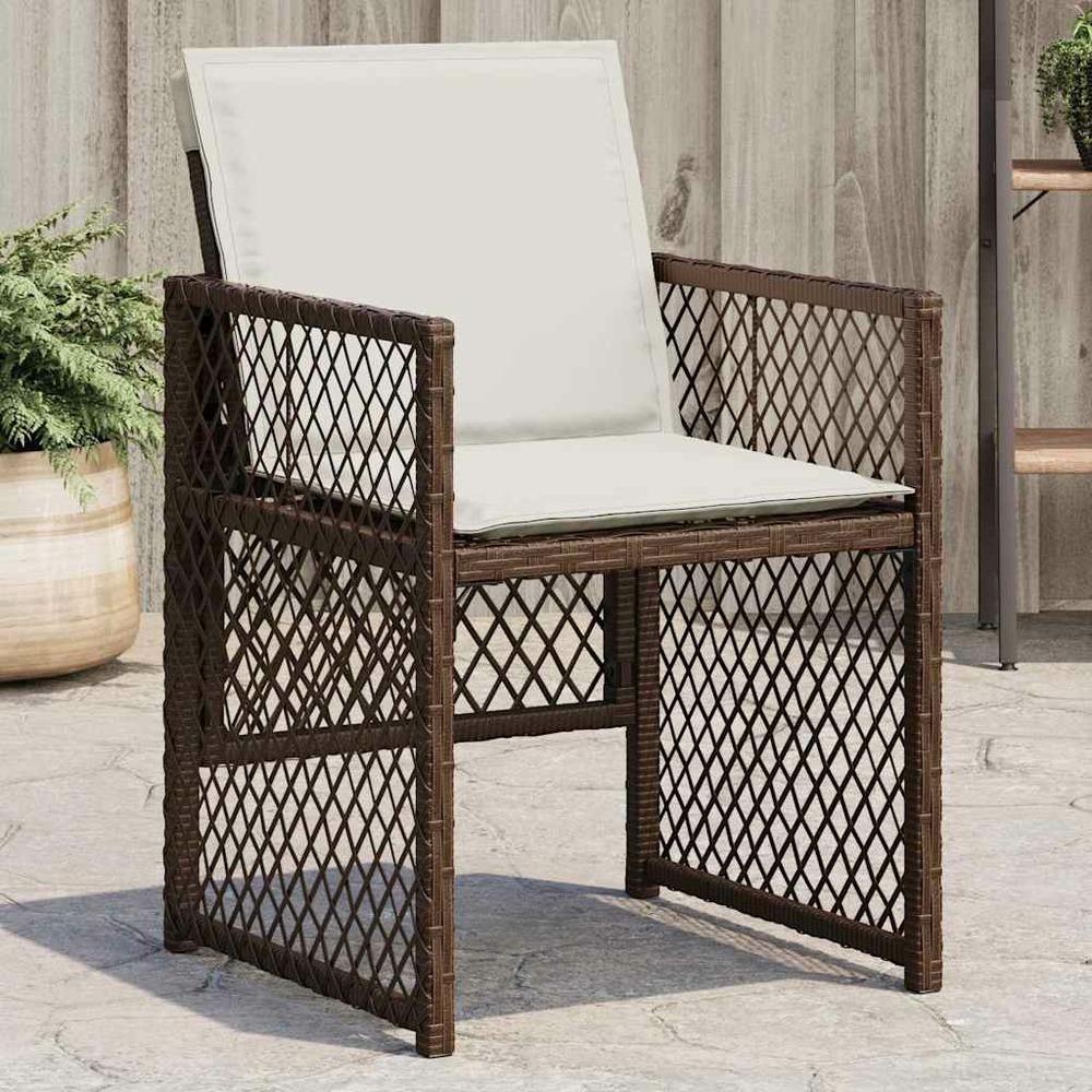 Chaises de jardin avec coussins lot de 4 marron résine tressée