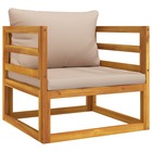 Chaise de jardin avec coussins taupe bois massif d'acacia