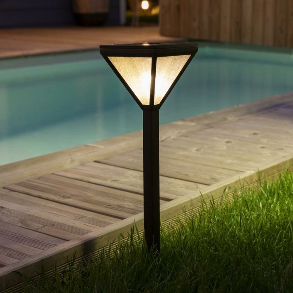 Balise solaire sabia inox diffuseur verre perlé 25 lumens blanc chaud