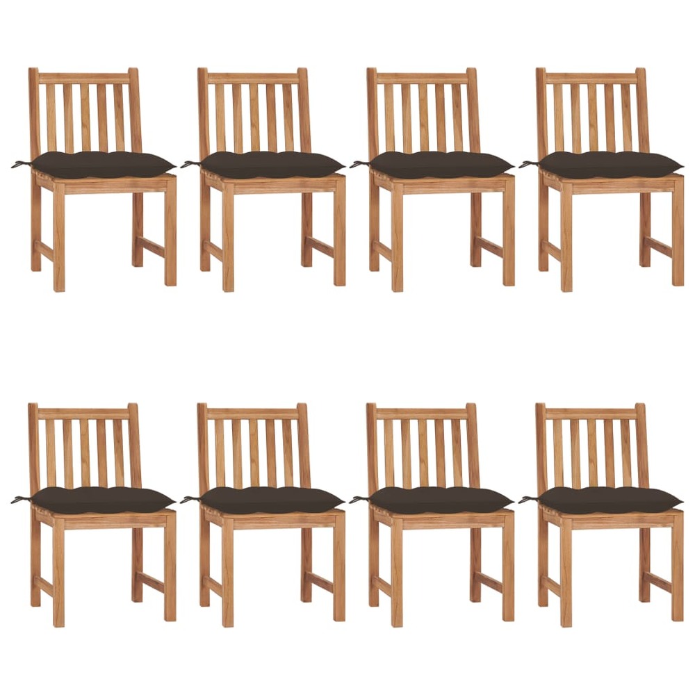 Chaises de jardin lot de 8 avec coussins bois de teck massif