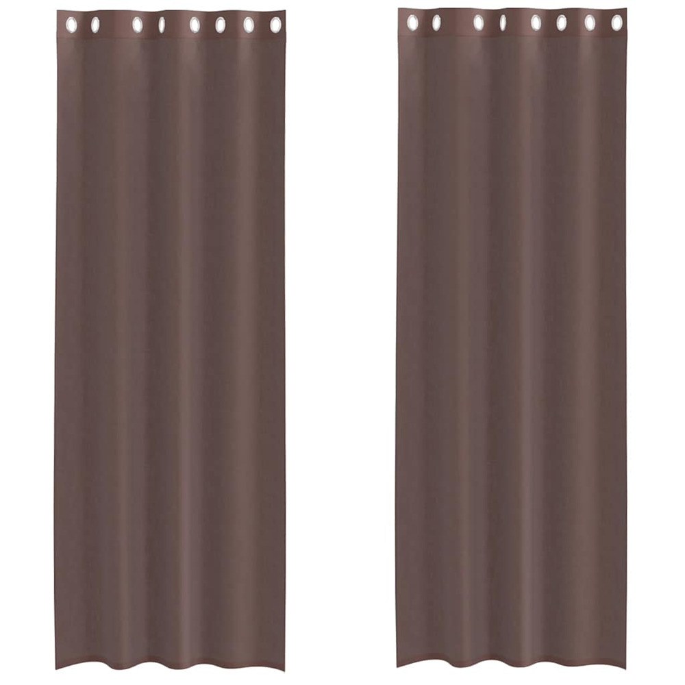 Rideaux en voile avec œillets 2 pcs marron 140x260 cm