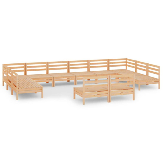 Salon de jardin 12 pcs bois de pin massif