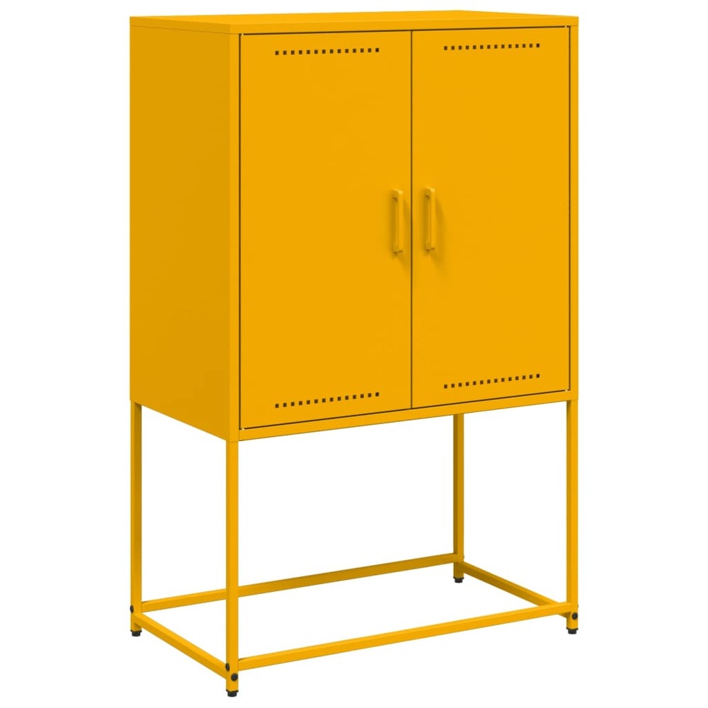 Buffet bahut commode armoire meuble de rangement organisateur cuisine salle de séjour salon haut jaune moutarde 68,5 x 38,5 x