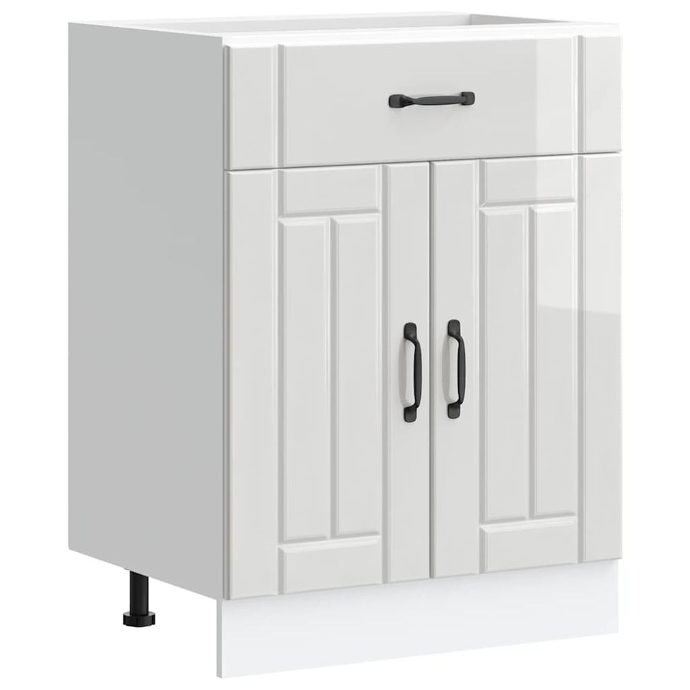 Armoire de cuisine lucca blanc brillant bois ingénierie