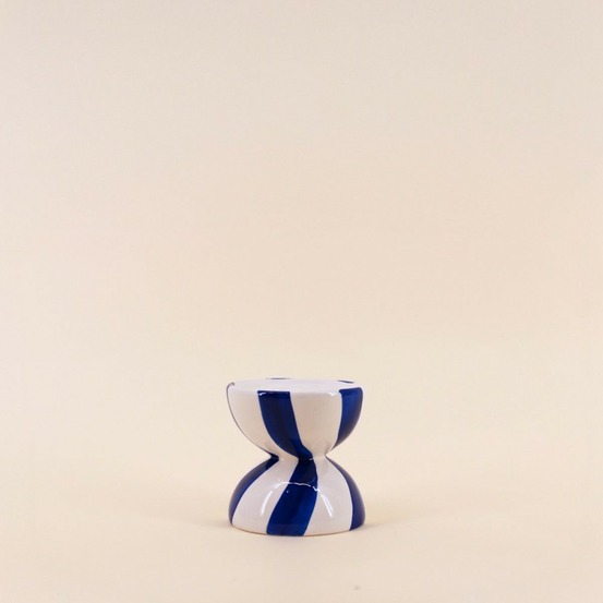Bougeoir en céramique bleu / blanc 10cm