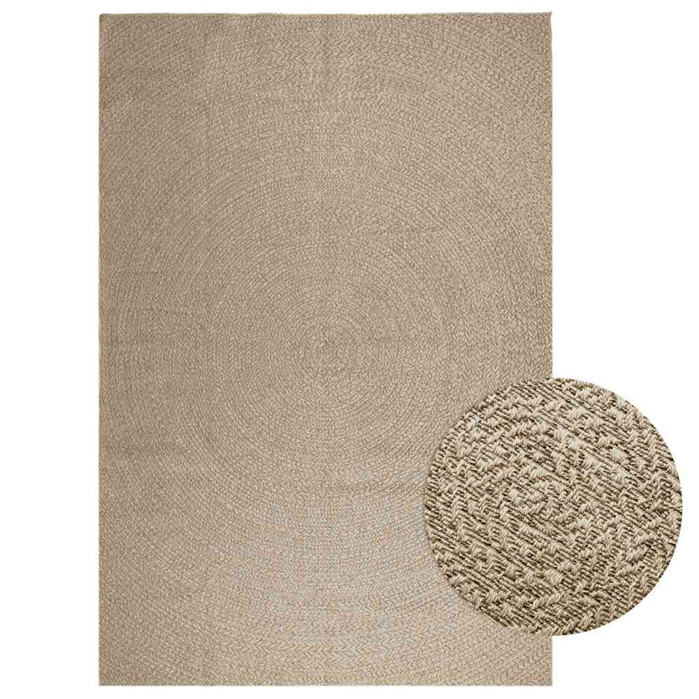 Tapis zizur beige 240x340 cm aspect de jute intérieur extérieur