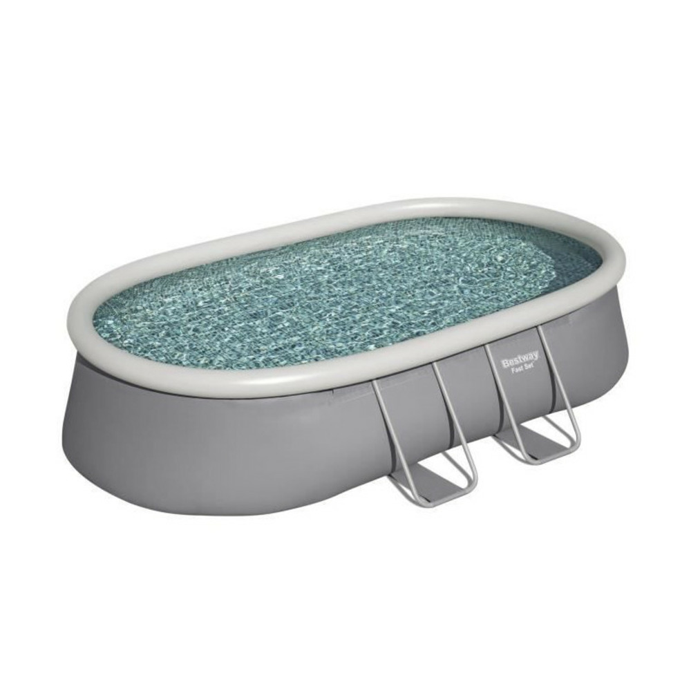 Kit piscine hors sol autoportante bestway - fast set - 488 x 305 x 107cm - ovale (avec filtre, échelle, bâche, cartouche)