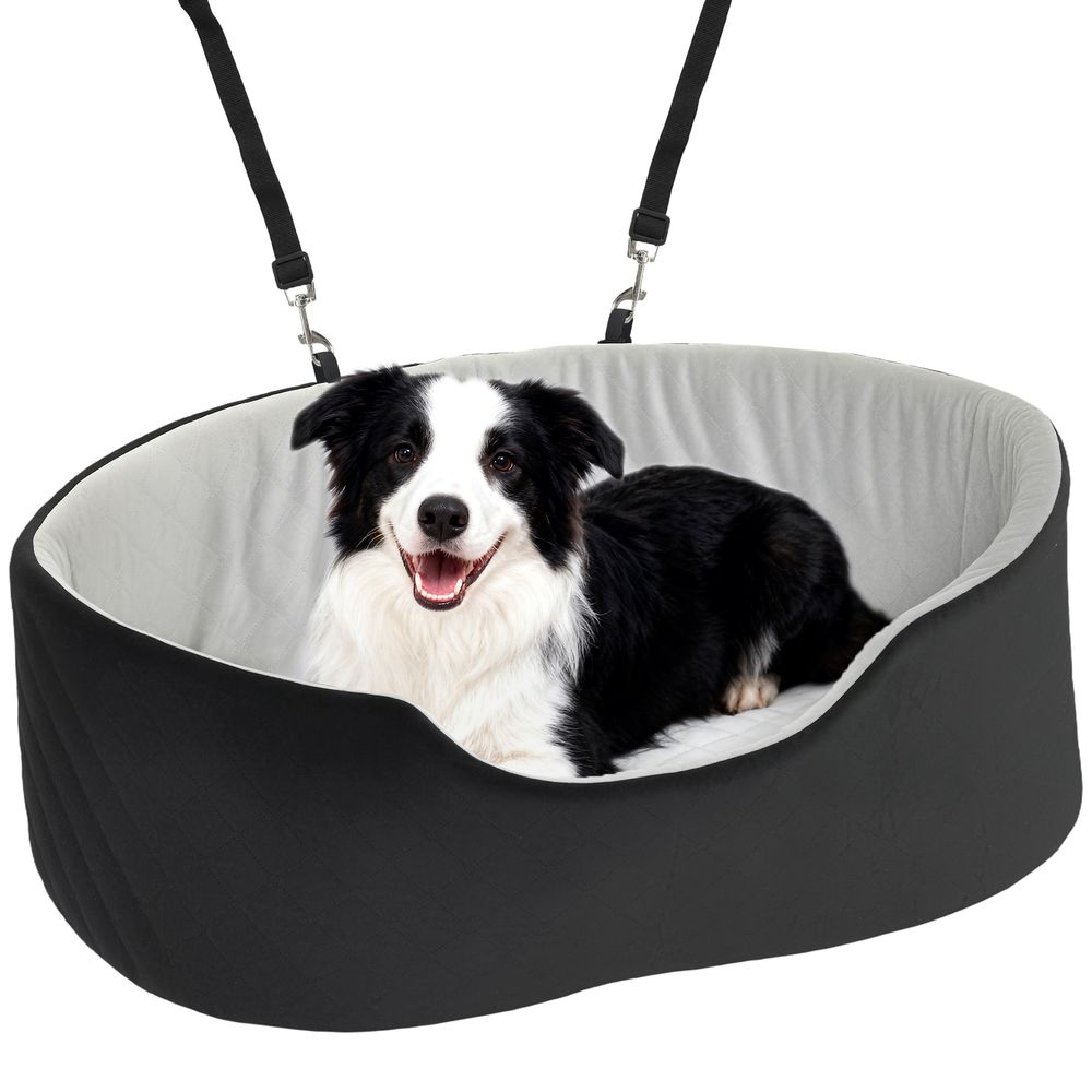 Siège auto chien rembourré polyester mousse voyage voiture confort espace large noir