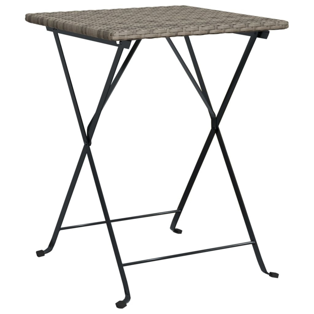 Table de bistrot pliante gris 55x54x71 cm résine tressée