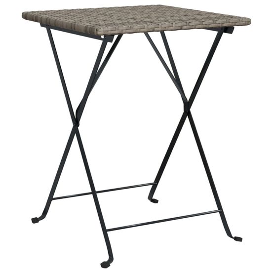 Table de bistrot pliante gris 55x54x71 cm résine tressée