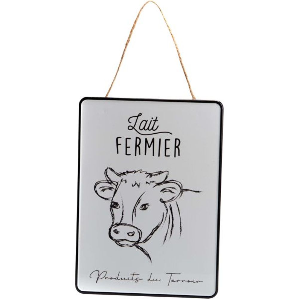 Plaque décorative en métal lait fermier