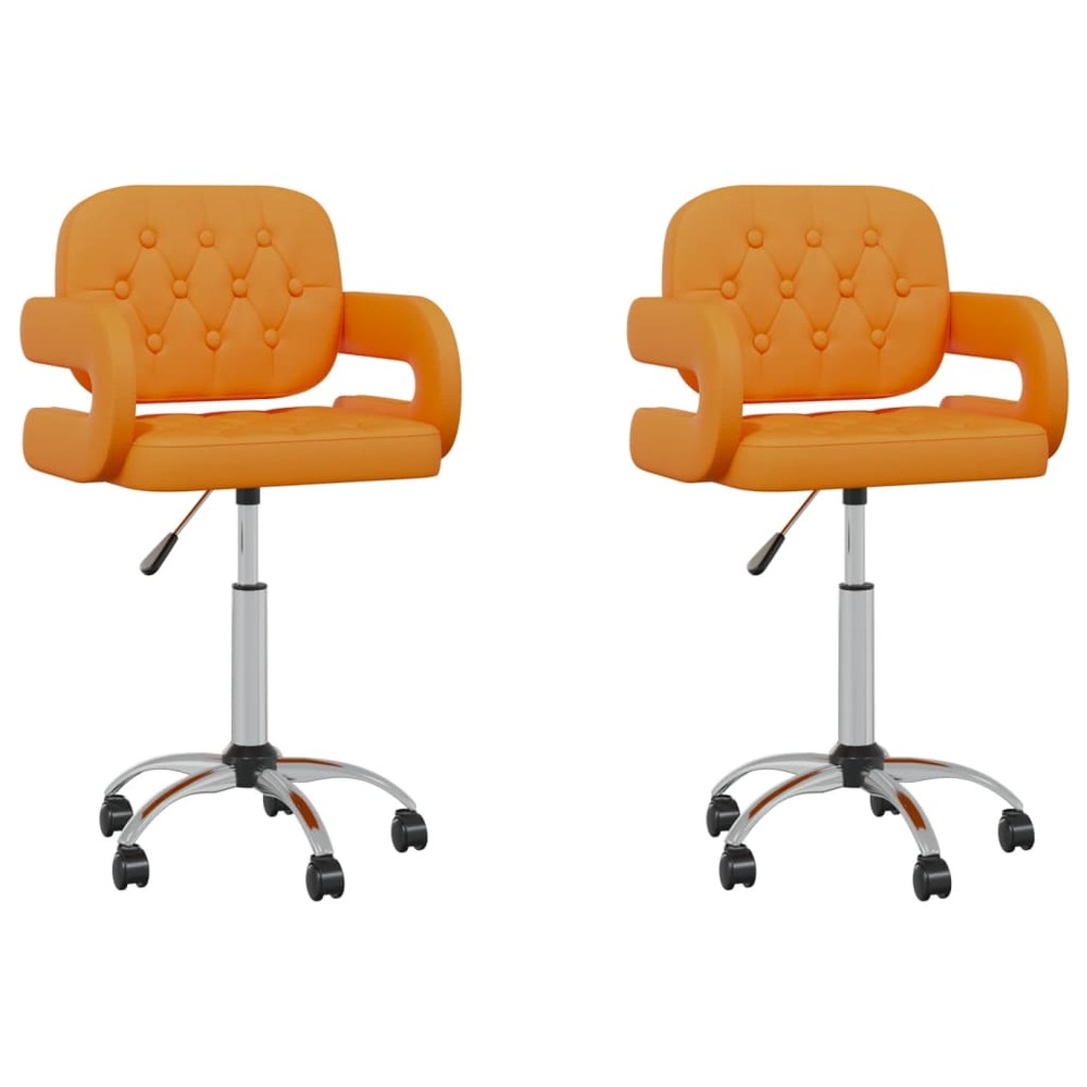 Chaises pivotantes de salle à manger 2 pcs orange similicuir