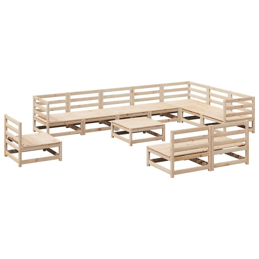 Salon de jardin 11 pcs bois de pin massif