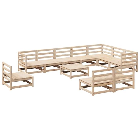 Salon de jardin 11 pcs bois de pin massif