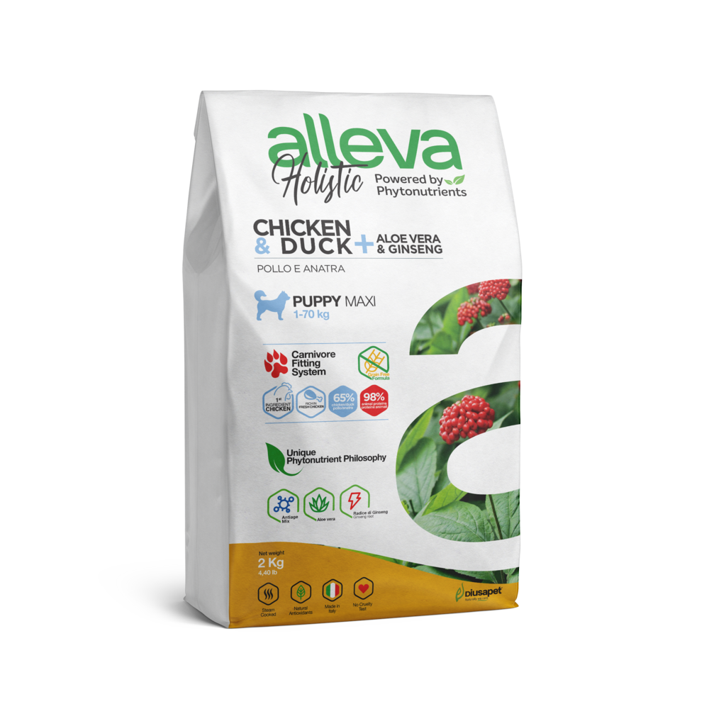 Alleva - croquettes sans céréales poulet et canard pour chiot de grande taille 2kg