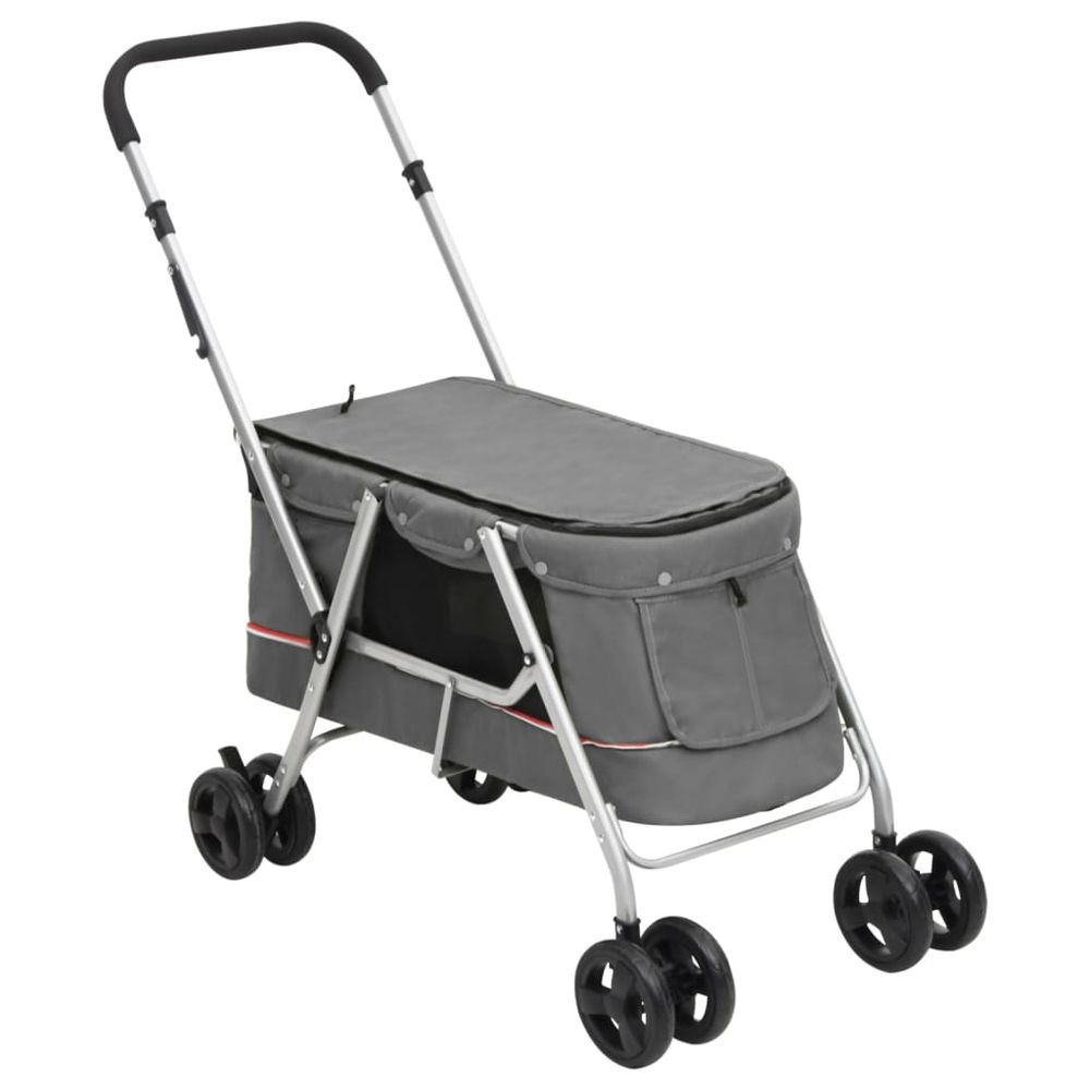 Poussette pour chien pliable en tissu de lin pour sortie en plein air gris