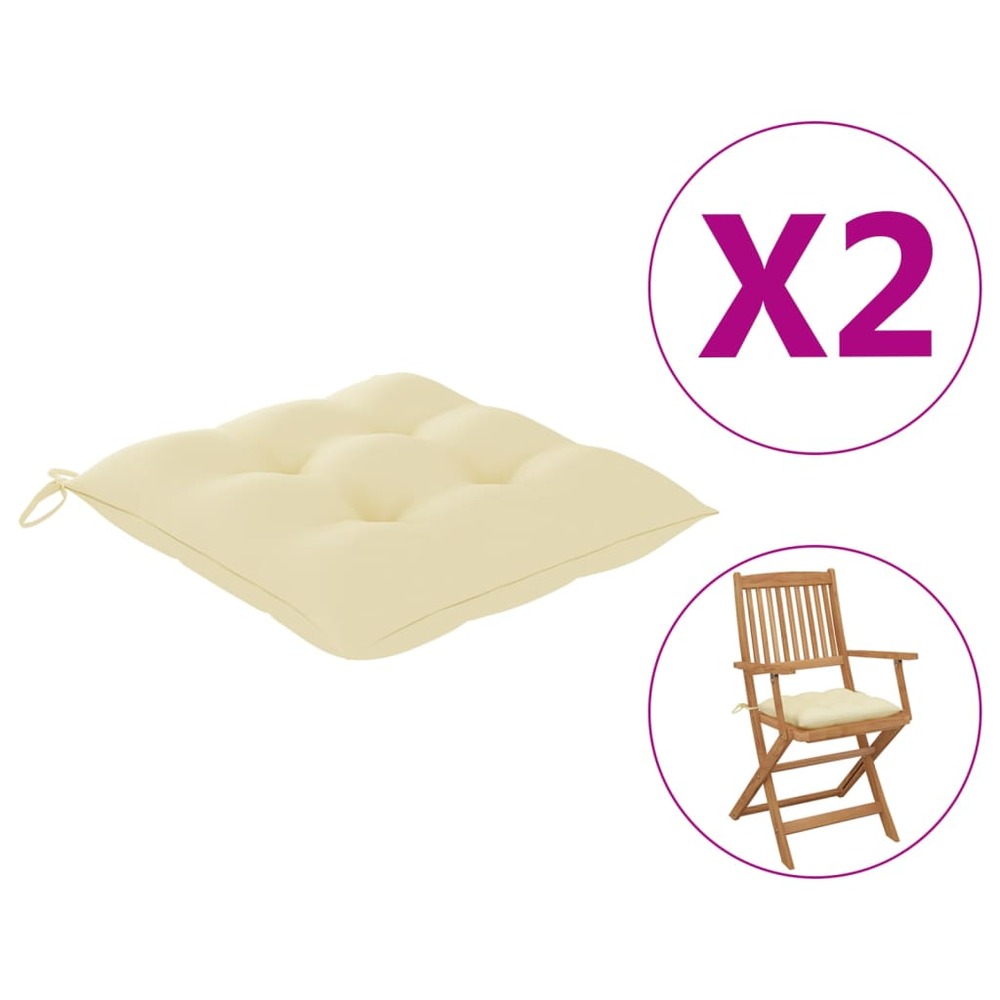 Coussins de chaise 2 pcs blanc crème 40x40x7 cm tissu oxford