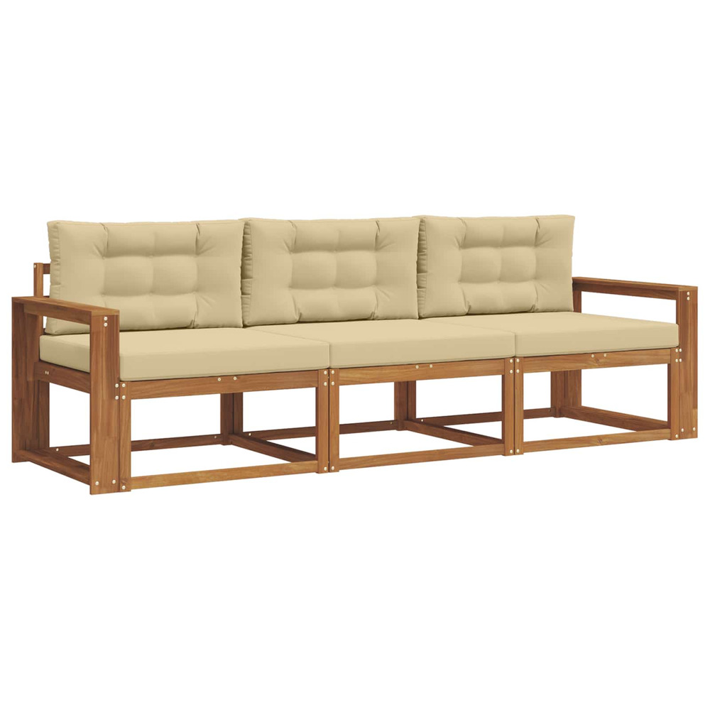 Ensemble de canapés d'extérieur 3 pcs naturel et beige