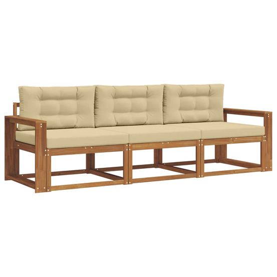 Ensemble de canapés d'extérieur 3 pcs naturel et beige