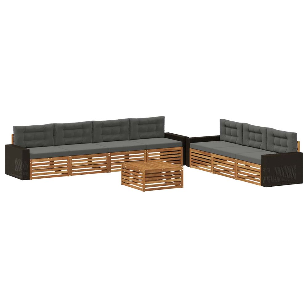 Ensemble de canapés d'extérieur 8 pc naturel et anthracite