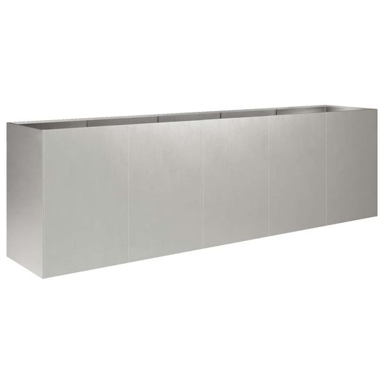 Cache-pot de jardin argenté 200 x 40 x 60 cm acier inoxydable