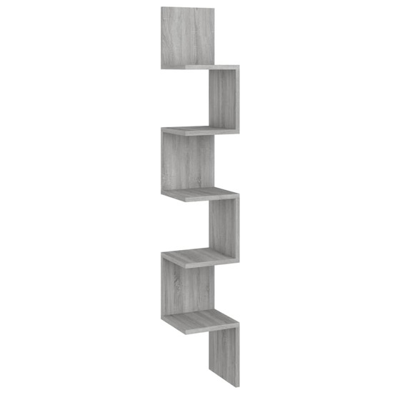 Étagère angle murale sonoma gris 20x20x127,5 cm bois ingénierie