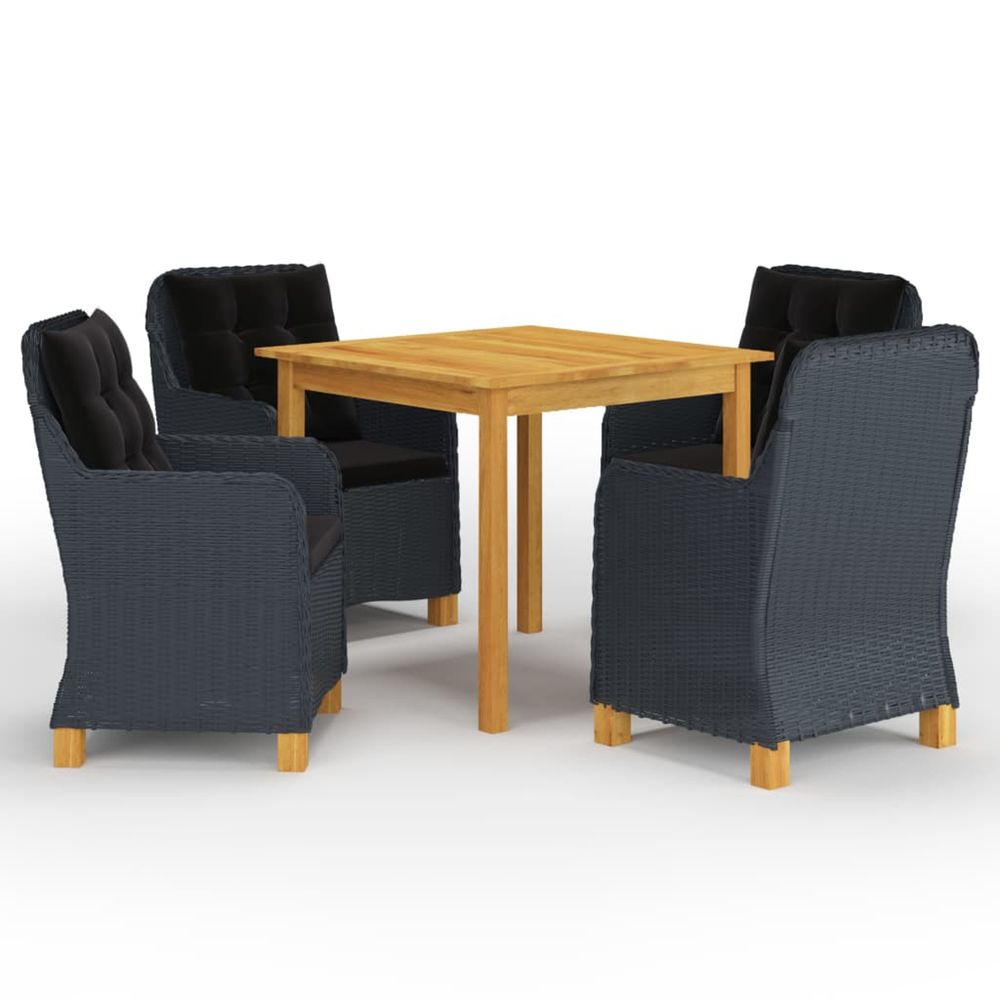 Ensemble à manger de jardin 5 pcs gris foncé