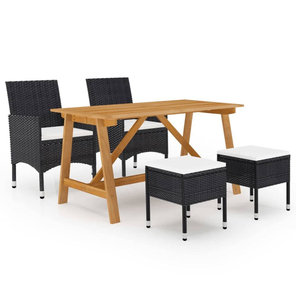 Ensemble à manger de jardin 5 pcs noir