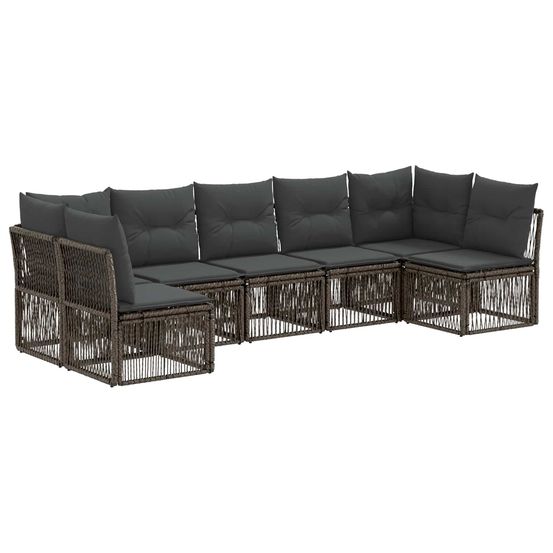 Ensemble de canapé de jardin 7 pc gris polyrotin