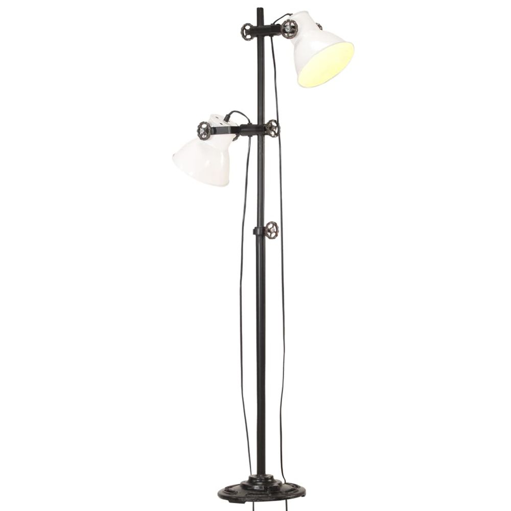 Lampadaire avec 2 abat-jour blanc e27 fonte