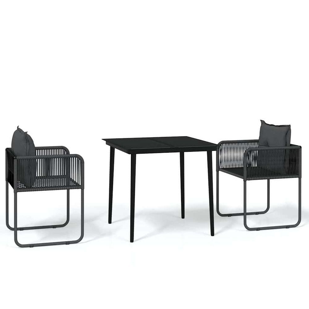 Ensemble à manger de jardin 3 pcs noir