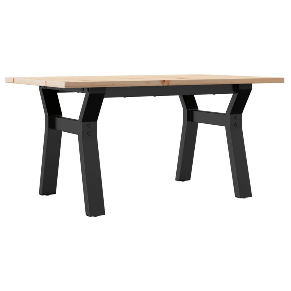 Table basse cadre en y 80x50x40 cm bois de pin massif et acier