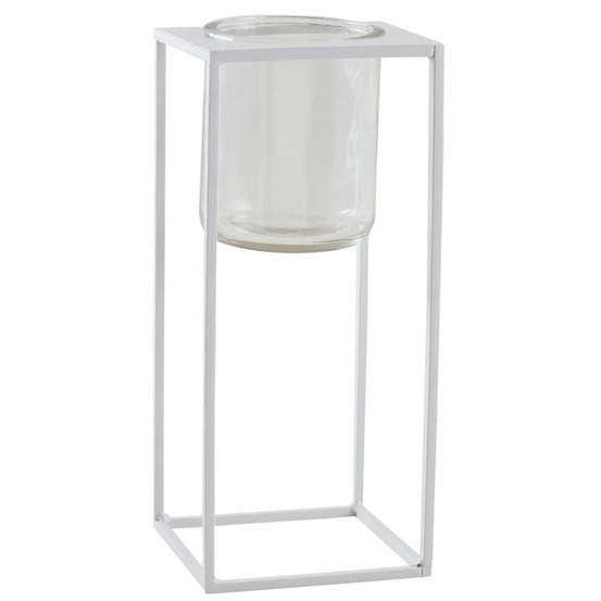 Photophore en métal blanc grand modèle