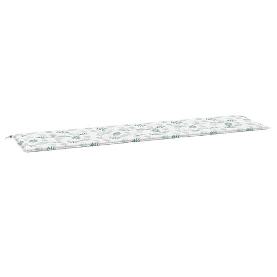 Coussin de banc de jardin motif de feuilles 200x50x3 cm tissu