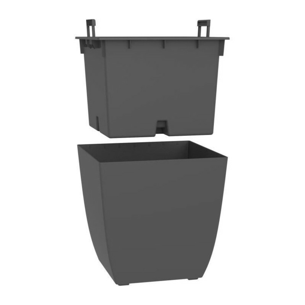 Eda bac a fleurs carré diva stone 42 l - avec bac amovible - extérieur ou intérieur - décor vagues - 43,5 x 43,5 x h.44,2 cm