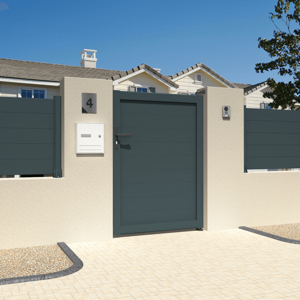 Portillon plein l 1000 x h 1414 mm (gris anthracite stucturé ral7016st)