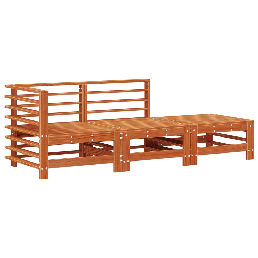 Unité de canapé sectionnel 3 pièce brun ciré pin massif