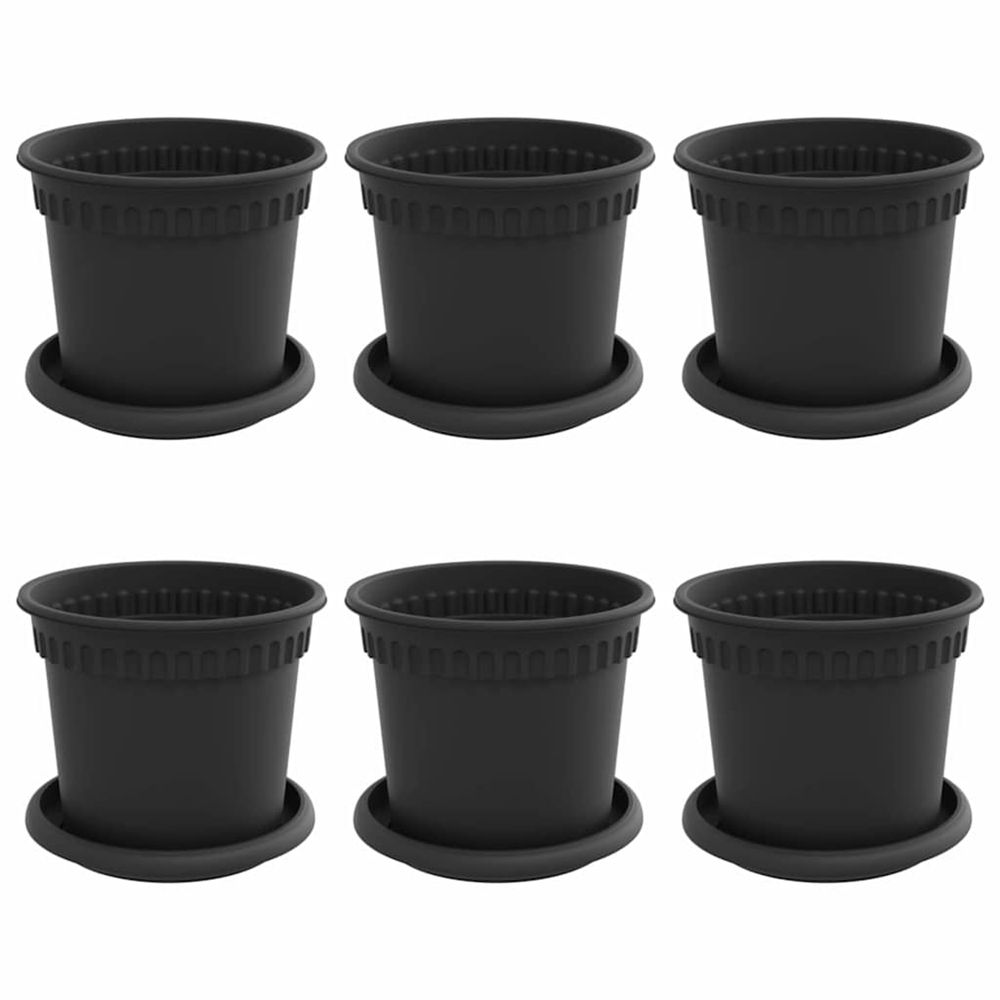 Pots de plantes 6 pc noir plastique